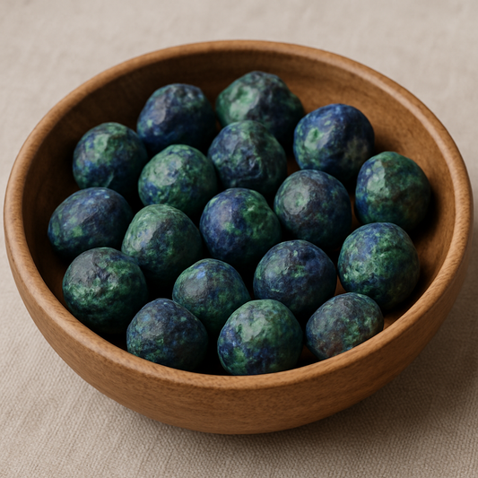 🌍 Azurite-Malachite • Raw + Partially Tumbled (Small Round Stones)