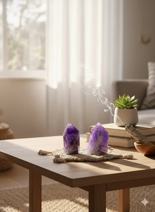 Congo Amethyst Crystal Points (2 Unique Pieces) — Wolf Vibrations Collection